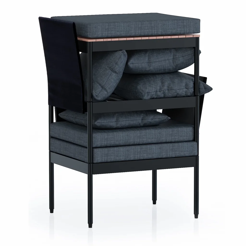 Mini Multilounge Siyah Küçük Balkon Mobilyası – Şezlong ve Köşe Bahçe Seti