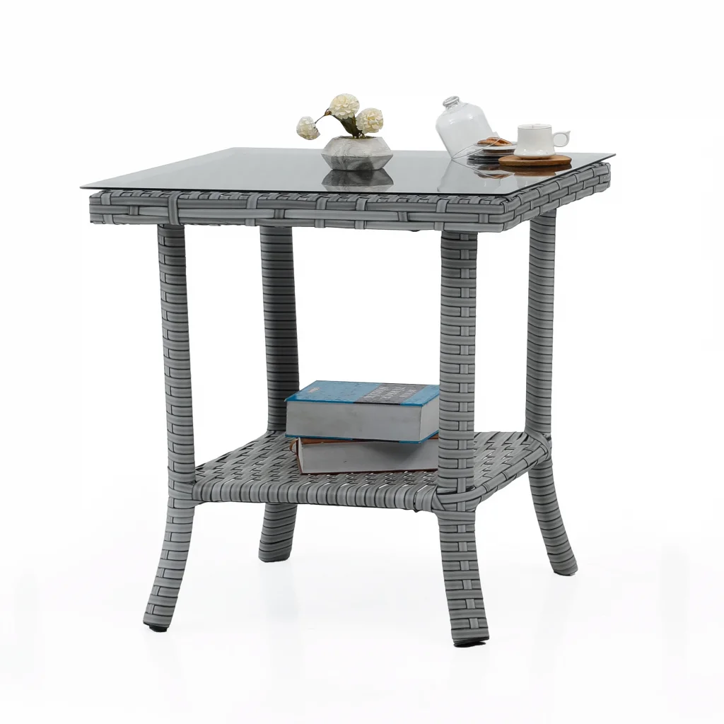 Luna 2’li Rattan Balkon Takımı Gri Sehpalı - Bahçe ve Teras Mobilyası