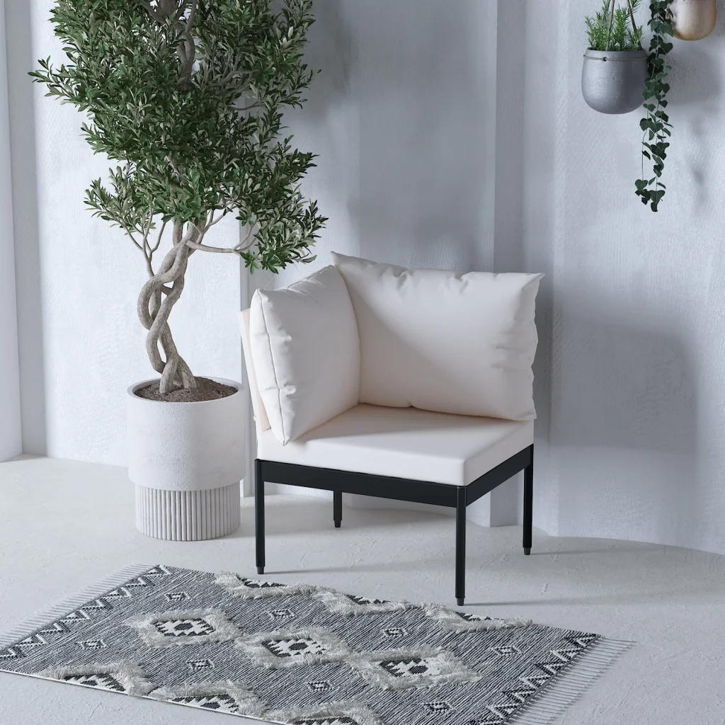 Mini Multilounge Krem Tekli Modül – Bahçe ve Balkon Koltuğu