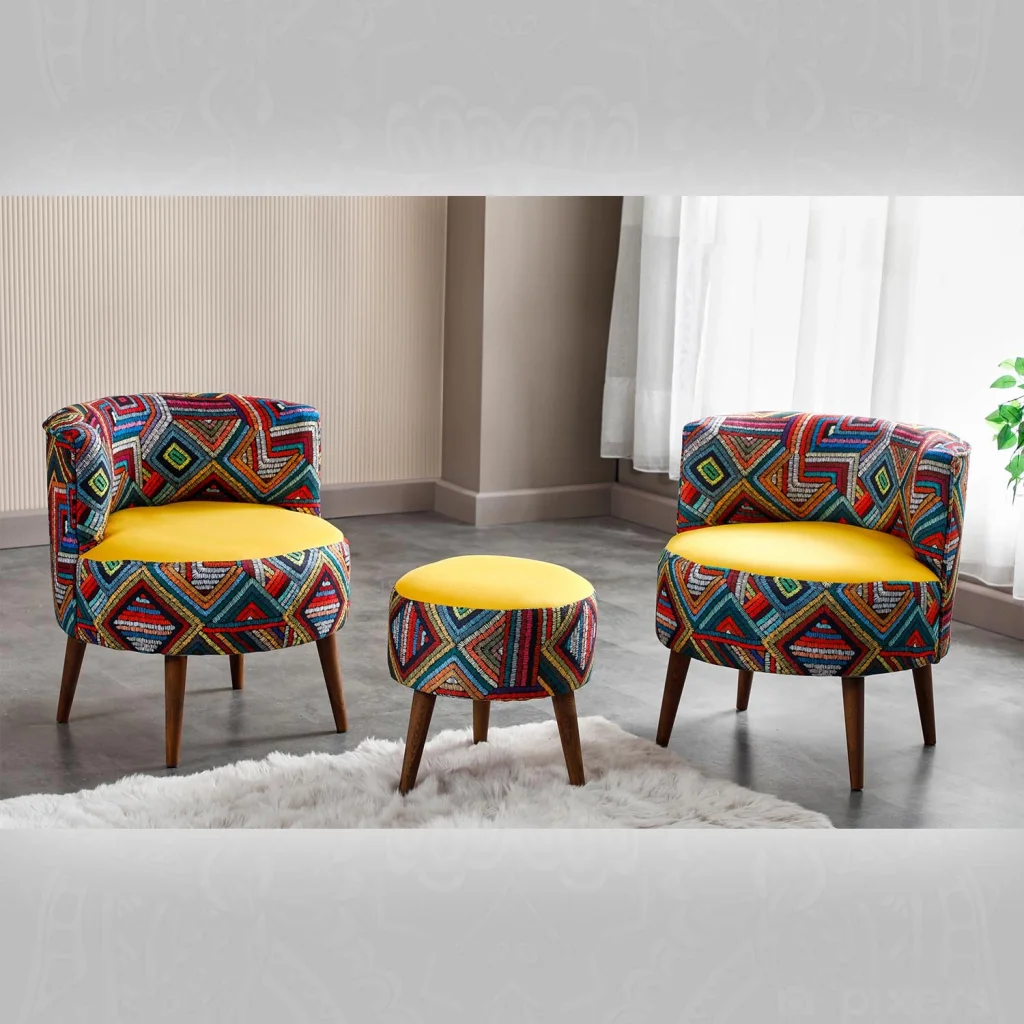 Zulu Berjer Set Etnik Desen- Sarı