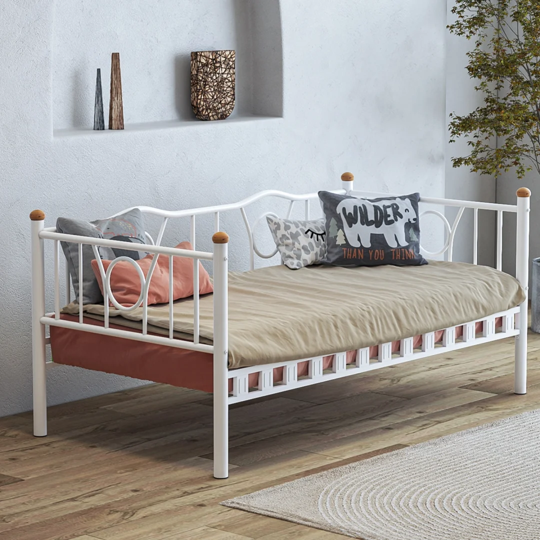 Lars BEYAZ Metal Divan Karyola 90x190 | Modern ve Şık Tek Kişilik Karyola Divan