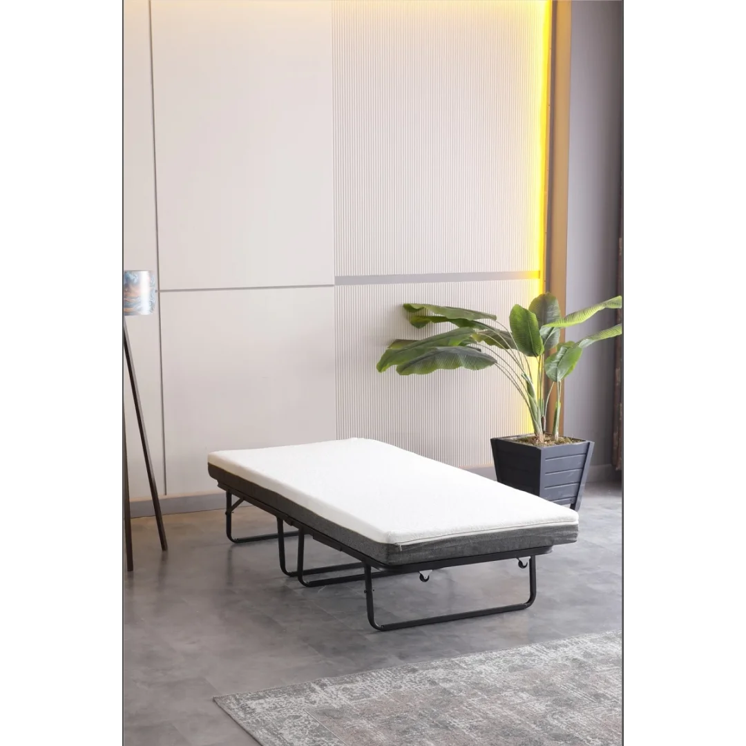 Limni Home Devon Metal Katlanır Karyola (Siyah) + Yatak