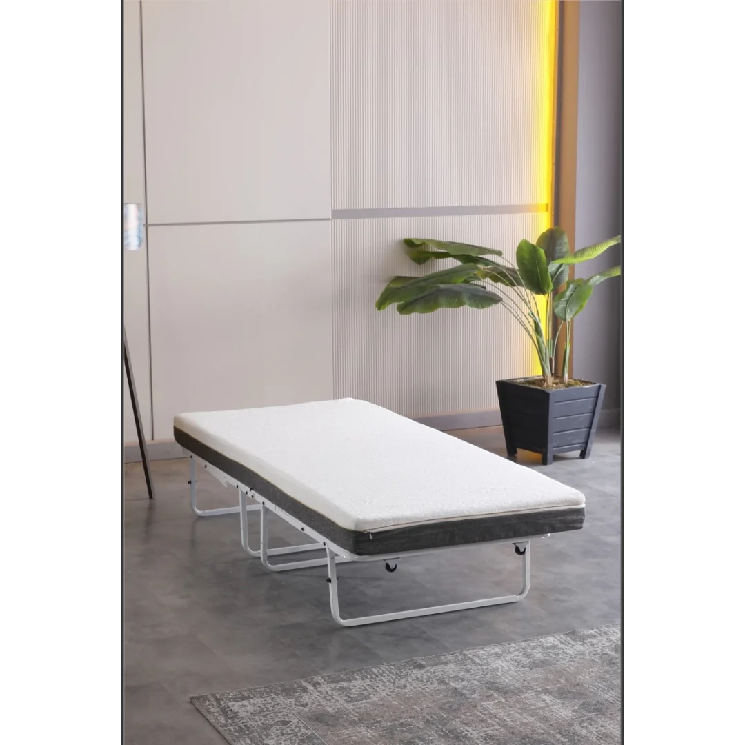 Devon Metal Katlanır Karyola + Yatak (Beyaz) | Limni Home