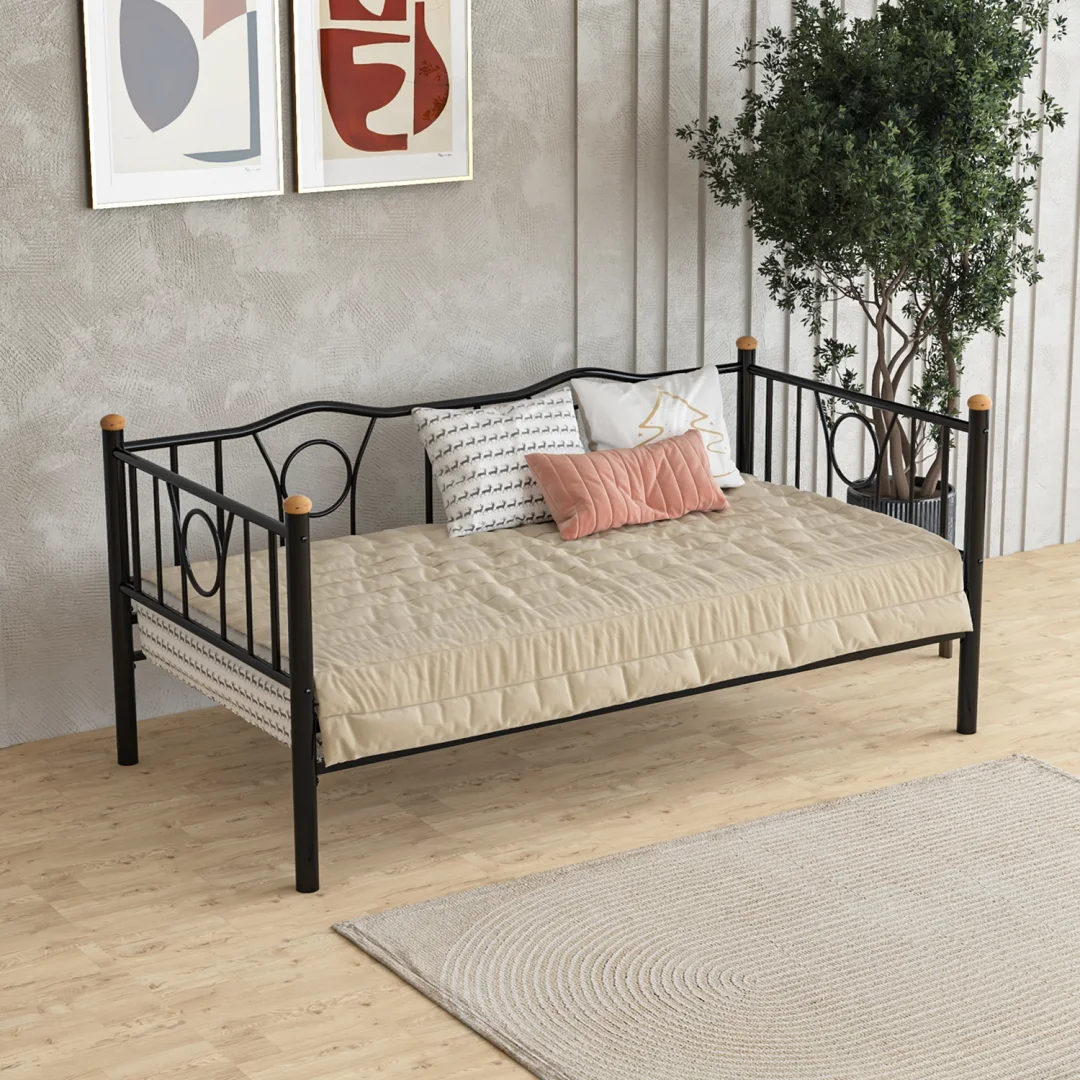 Lars Siyah Metal Divan Karyola 90x200 | Modern ve Şık Tek Kişilik Yatak