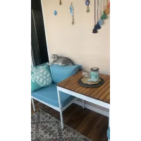 Mini Multilounge Küçük Balkon Mobilyası – Şezlong ve Köşe Bahçe Seti- ( TURKUAZ )