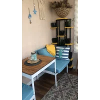 Mini Multilounge Küçük Balkon Mobilyası – Şezlong ve Köşe Bahçe Seti- ( TURKUAZ )