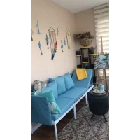 Mini Multilounge Küçük Balkon Mobilyası – Şezlong ve Köşe Bahçe Seti- ( TURKUAZ )