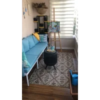 Mini Multilounge Küçük Balkon Mobilyası – Şezlong ve Köşe Bahçe Seti- ( TURKUAZ )