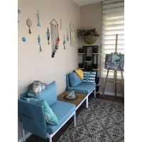 Mini Multilounge Küçük Balkon Mobilyası – Şezlong ve Köşe Bahçe Seti- ( TURKUAZ )