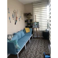 Mini Multilounge Küçük Balkon Mobilyası – Şezlong ve Köşe Bahçe Seti- ( TURKUAZ )
