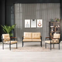 Venit Balkon Koltuk Takımı Bej - Metal Çerçeveli Bahçe Mobilyası