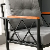 Venit Balkon Koltuk Takımı Gri - Metal Çerçeveli Bahçe Mobilyası