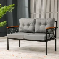 Venit Balkon Koltuk Takımı Gri - Metal Çerçeveli Bahçe Mobilyası