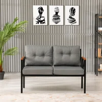 Venit Balkon Koltuk Takımı Gri - Metal Çerçeveli Bahçe Mobilyası