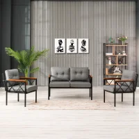 Venit Balkon Koltuk Takımı Gri - Metal Çerçeveli Bahçe Mobilyası