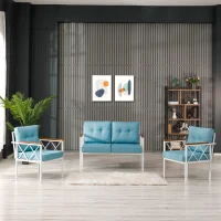 Venit Balkon Koltuk Takımı Turkuaz - Metal Çerçeveli Bahçe Mobilyası