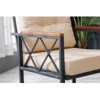 Bahçe Balkon Çay Seti Tekli Koltuk Krem - Metal Çerçeveli Minderli