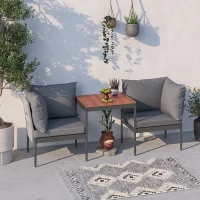 Mini Multilounge Gri Küçük Balkon Mobilyası – Şezlong ve Köşe Bahçe Seti