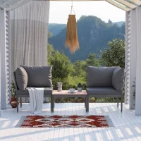 Mini Multilounge Gri Küçük Balkon Mobilyası – Şezlong ve Köşe Bahçe Seti