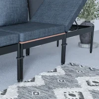 Mini Multilounge Siyah Küçük Balkon Mobilyası – Şezlong ve Köşe Bahçe Seti