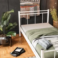 Limni Home; Tulbar Tek Kişilik Ferforje Metal Karyola, Beyaz