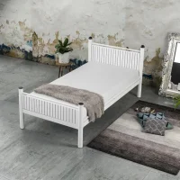 Limni Home; Bistro Tek Kişilik Ferforje Metal Karyola, Sunta Lam Başlık, Beyaz