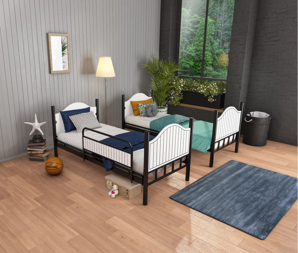 Pirimis Ahşap Başlıklı Metal Ranza – Genç Odası, 90×190 cm