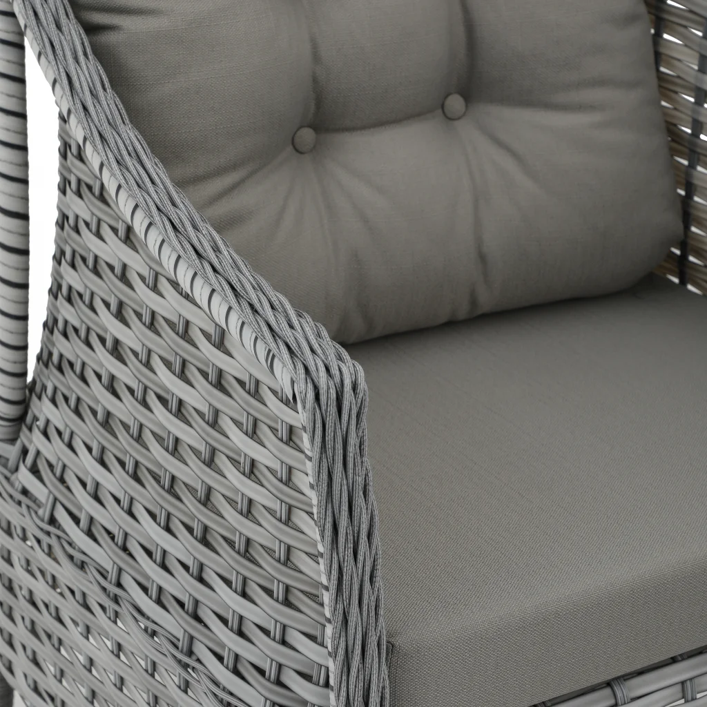 Vento Rattan Balkon Takımı - 2’li Sehpalı Gri Oturma Seti