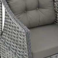 Vento Rattan Balkon Takımı - 2’li Sehpalı Gri Oturma Seti