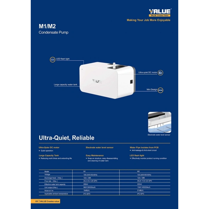 KLİMA DRENAJ POMPASI VALUE M1