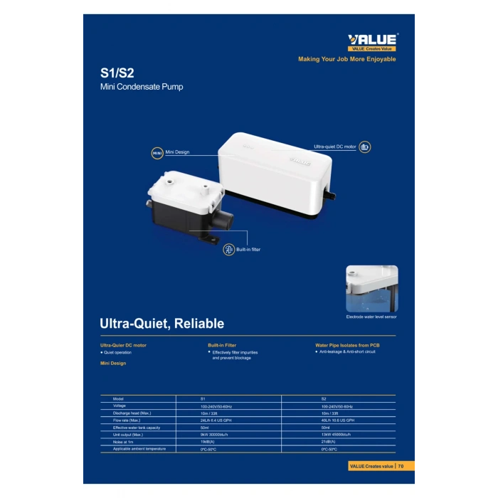 KLİMA DRENAJ POMPASI VALUE S1