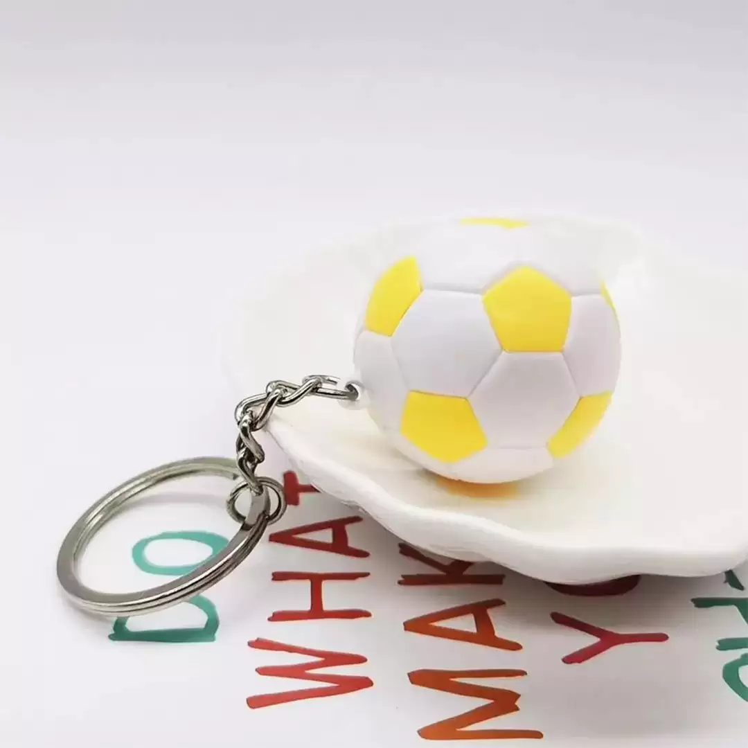 Yellow - White Ball Keychain