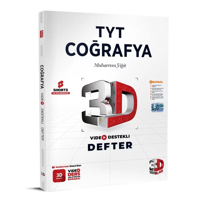 3D Yayınları 3d Tyt Video Destekli Coğrafya Defter Vdd