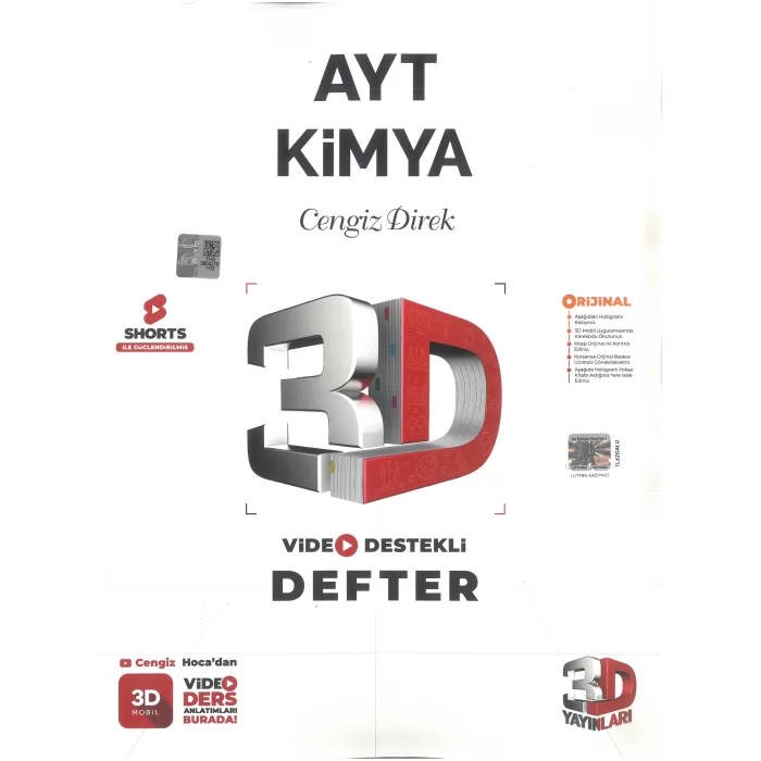 3D Yayınları AYT Kimya Video Destekli Defter