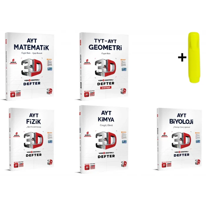 3D Yayınları AYT Sayısal Matematik Geometri Fizik Kimya Biyoloji Defter Seti 5 Kitap