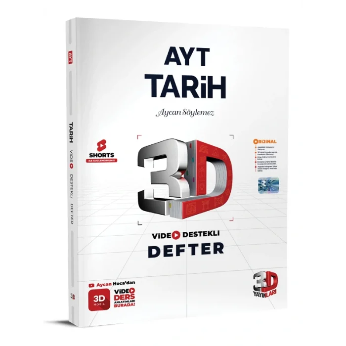 3D Yayınları Ayt Tarih Video Destekli Defter Yeni