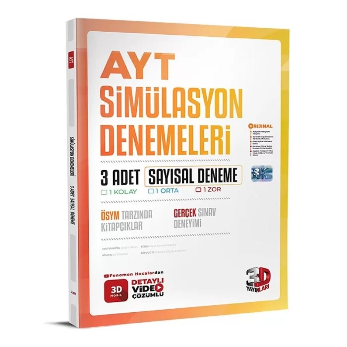 3D Yayınları Ayt Tüm Dersler Sayısal Simülasyon 3 Deneme Sınavı Yeni