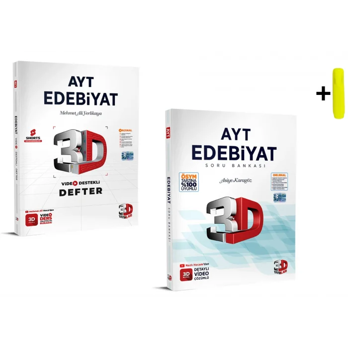 3D Yayınları Ayt Video Destekli Edebiyat Defter ve Soru Bankası Seti