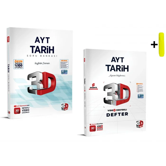 3D Yayınları Ayt Video Destekli Tarih Defter ve Soru Bankası Seti
