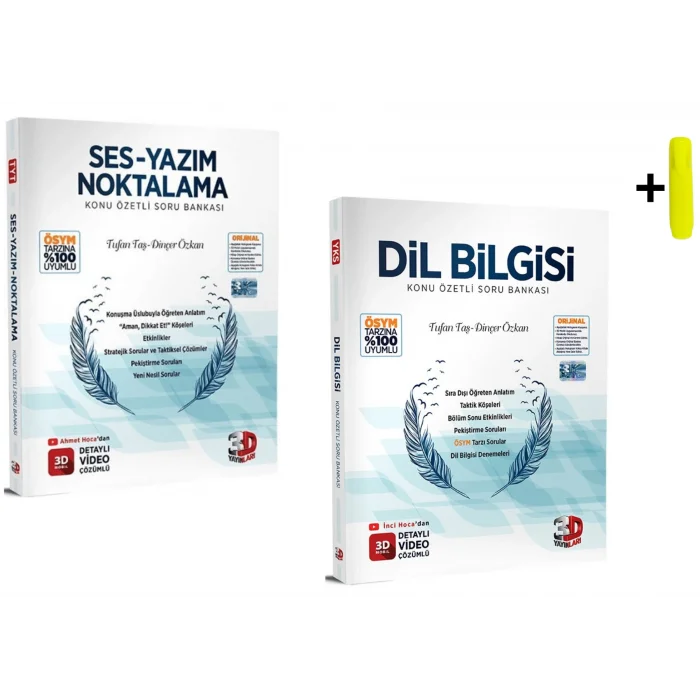 3D Yayınları Dil Bilgisi Ses-Yazım Noktalama Konu Özetli Soru Bankası Seti