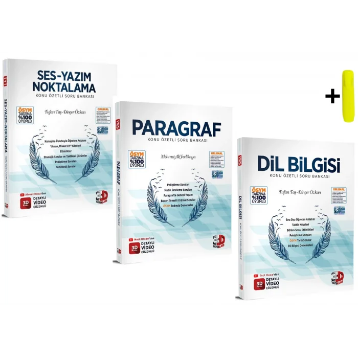 3D Yayınları Paragraf Dil Bilgisi Ses-Yazım Noktalama Konu Özetli Soru Bankası Seti