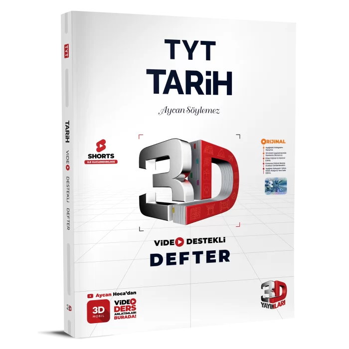 3D Yayınları Tyt Video Destekli Tarih Defter Vdd