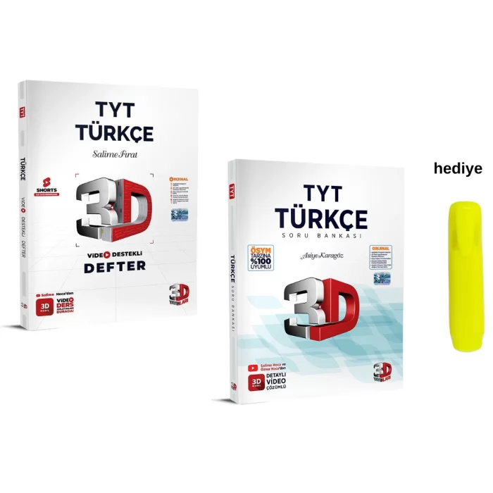 3D Yayınları Tyt Video Destekli Türkçe Defter ve Soru Bankası Seti