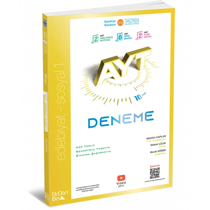 ÜçDörtBeş Yayınları AYT 10’lu Edebiyat Sosyal 1 Deneme 2026 Yeni