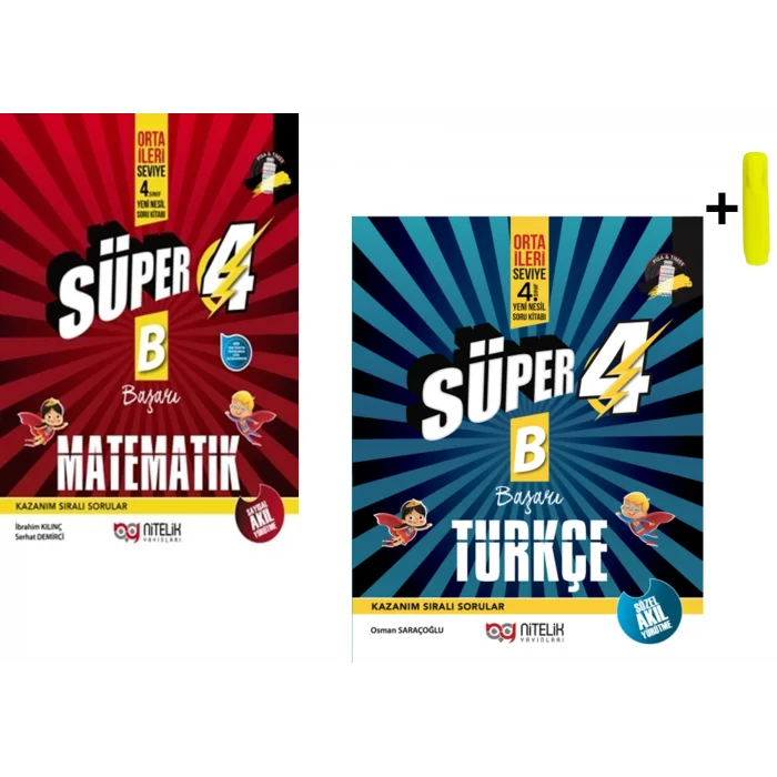 Nitelik 4.Sınıf Yeni Nesil Süper Matematik Ve Türkçe (B) Soru Kitabı Yeni