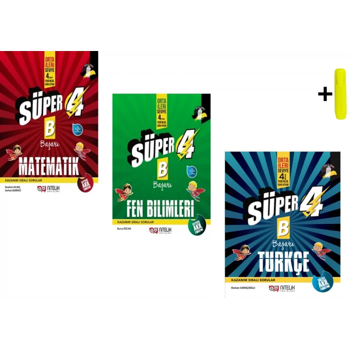 Nitelik 4.Sınıf Yeni Nesil Süper Matematik Fen Ve Türkçe (B) Soru Kitabı Yeni