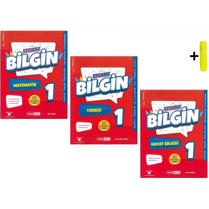 Kırmızı Beyaz Efsane Bilgin 1.Sınıf Matematik Türkçe Hayat Bilgisi Yeni