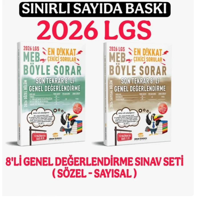 Sinan Kuzucu 2026 Lgs Son Tekrar 8li Genel Değerlendirme Sınavı Seti (Sayısal - Sözel)