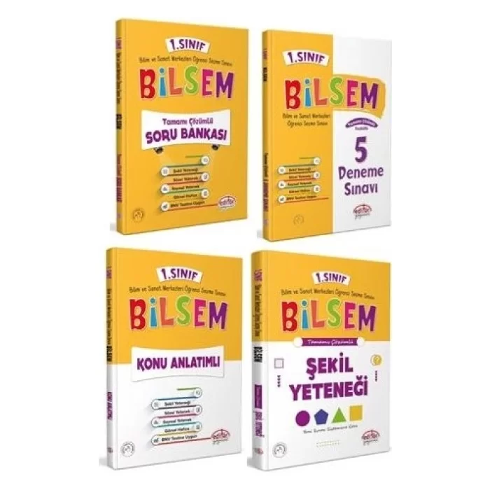 Editör 1. Sınıf Bilsem Hazırlık Kitapları 4 Lü Set Konu Soru Deneme Şekil