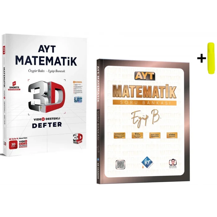Eyüp B. AYT Matematik Video Defter Soru Bankası Seti 3D - KR Akademi Yayınları